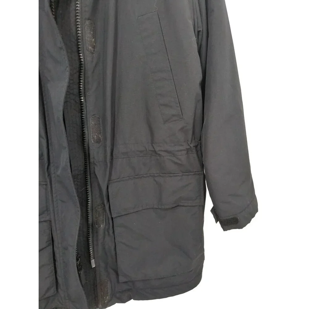 Lands End Parka Coat Womens S‎ Black Fleece Polartec Lined Winter Outdoor Warm